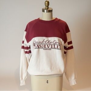 Vintage Grand Ole Opry Nashville Color Block Pullover Sweatshirt -Maroon & White